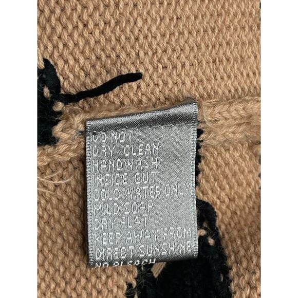 Berek Tiger Striped Embroidered Cardigan Knit Sweater size M Tan/Black Vintage - Picture 8 of 11